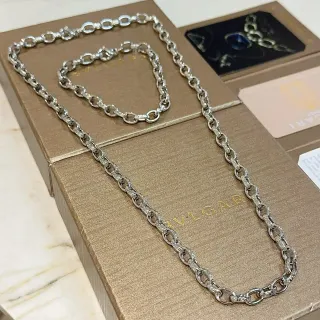 Bvlgari Oval-Link Pavé-Set Silver-Tone Necklace