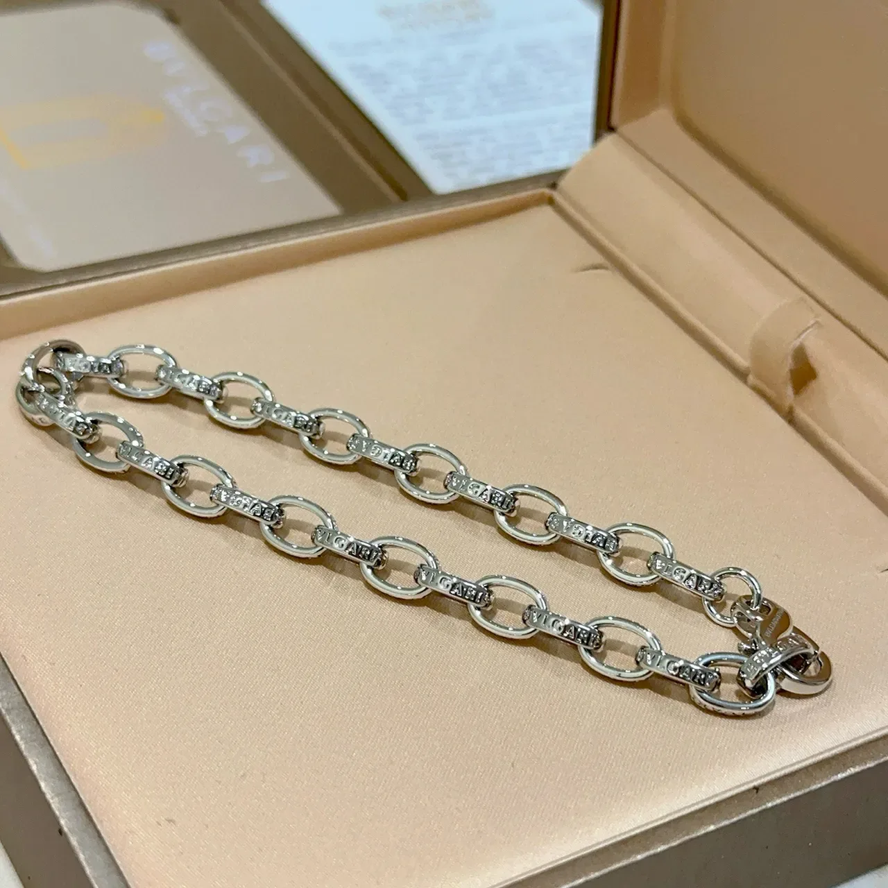 Bvlgari ওভাল লিংক পেভসেট সিলভার টোন হার 3