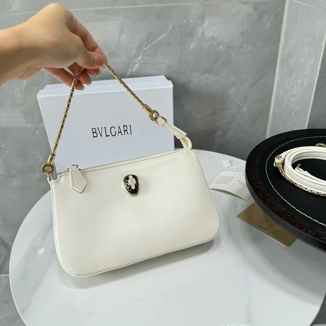 Bvlgari Serpenti Mini Chain Bag Off-White Gold-Tone Underarm Bag 2