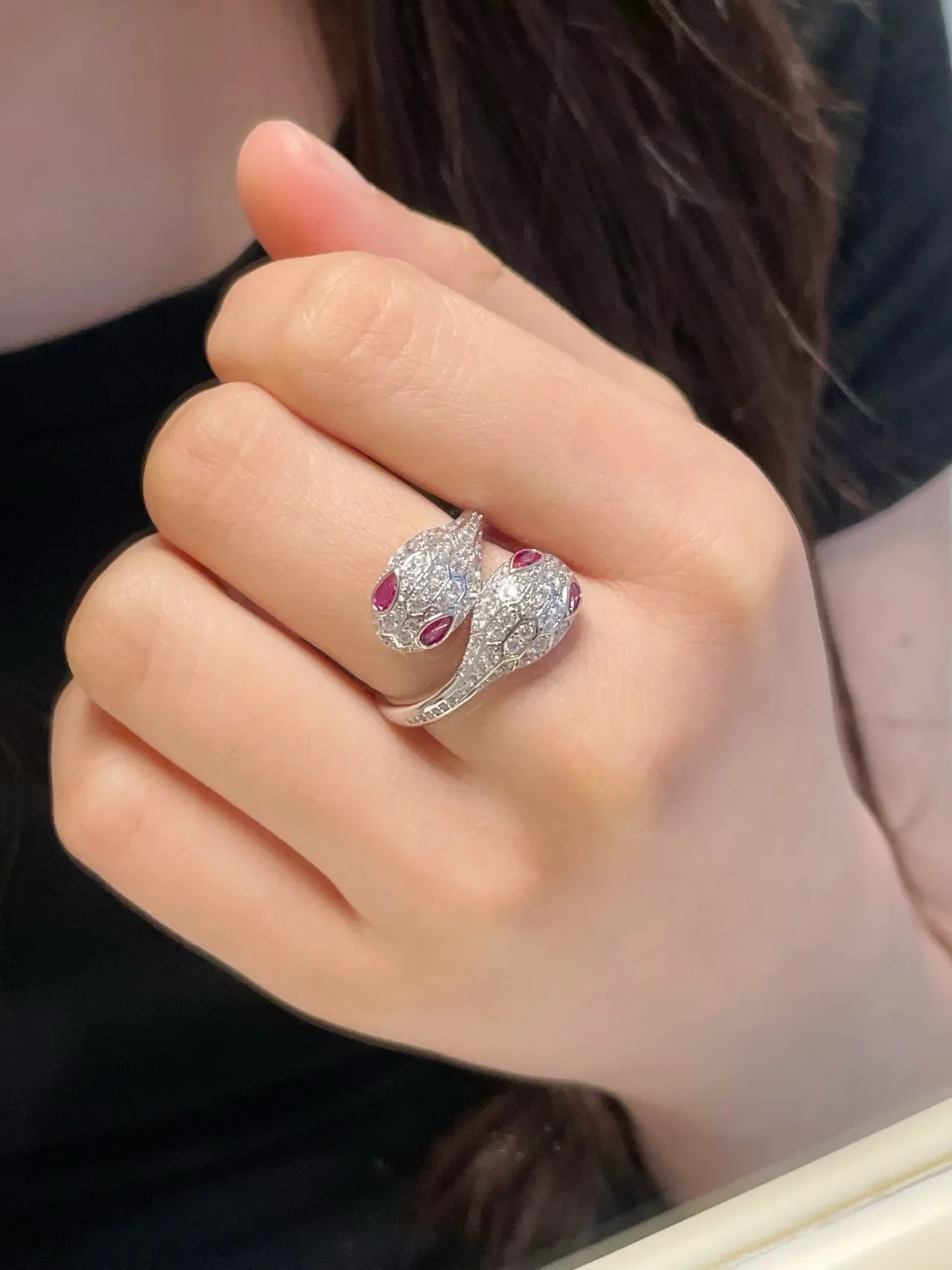 Bvlgari Serpenti Pavé Diamond and Ruby Snake Rings 9