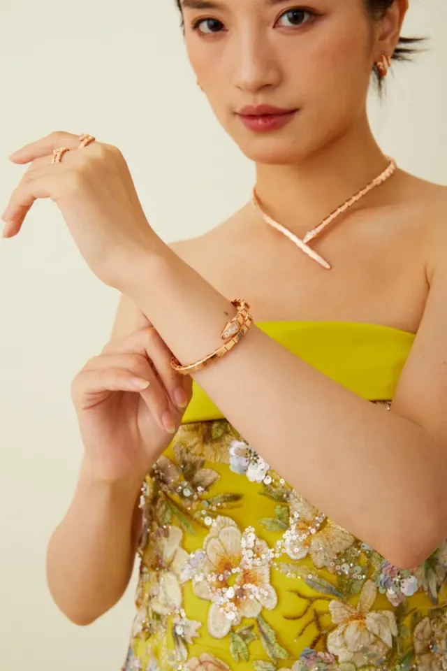 Bvlgari Serpenti Pulseira de Serpente Ouro Rosa Pavé Diamantes 8