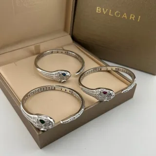 Bvlgari Serpenti Snake-Head Pavé Diamond Cuff Bracelets