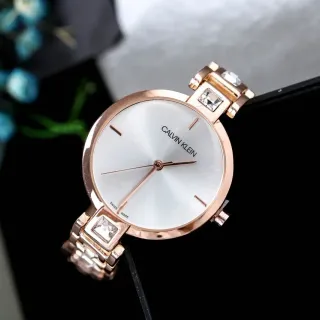 Calvin Klein Gold Silver Rose Metal Sunray Dial Quartz Watch