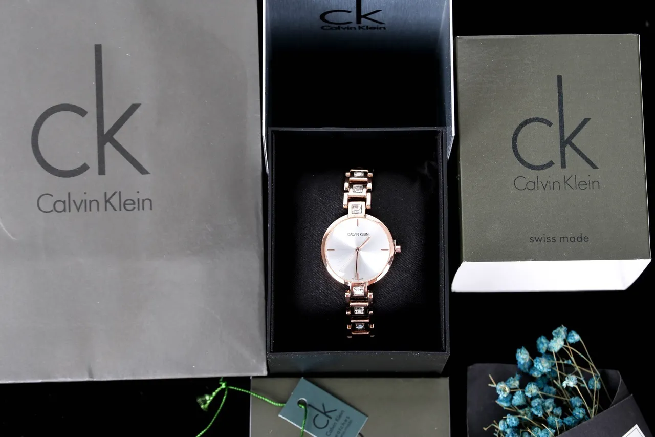 Calvin Klein Ouro Prata Rosa Metal Raio de sol Cadran Quartzo Relógio 3