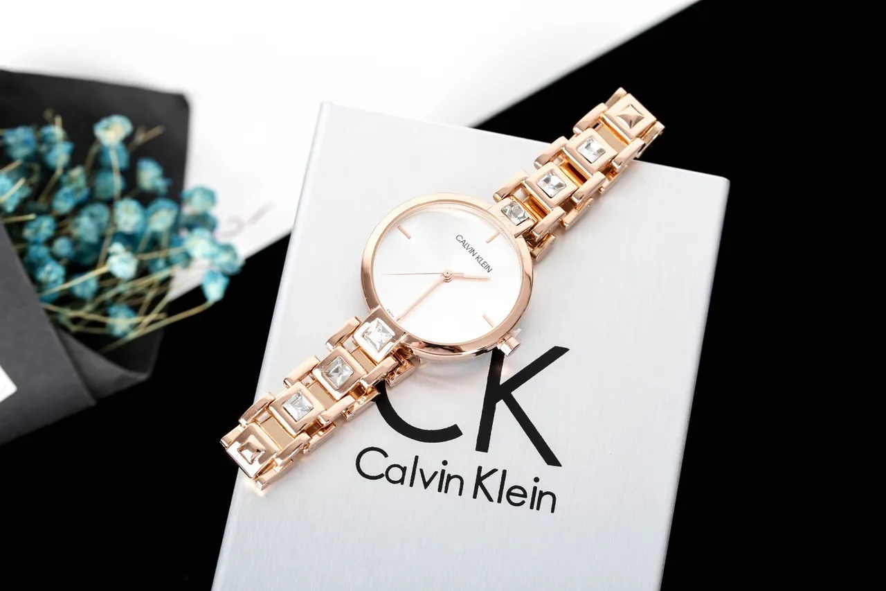 Calvin Klein Ouro Prata Rosa Metal Raio de sol Cadran Quartzo Relógio 5