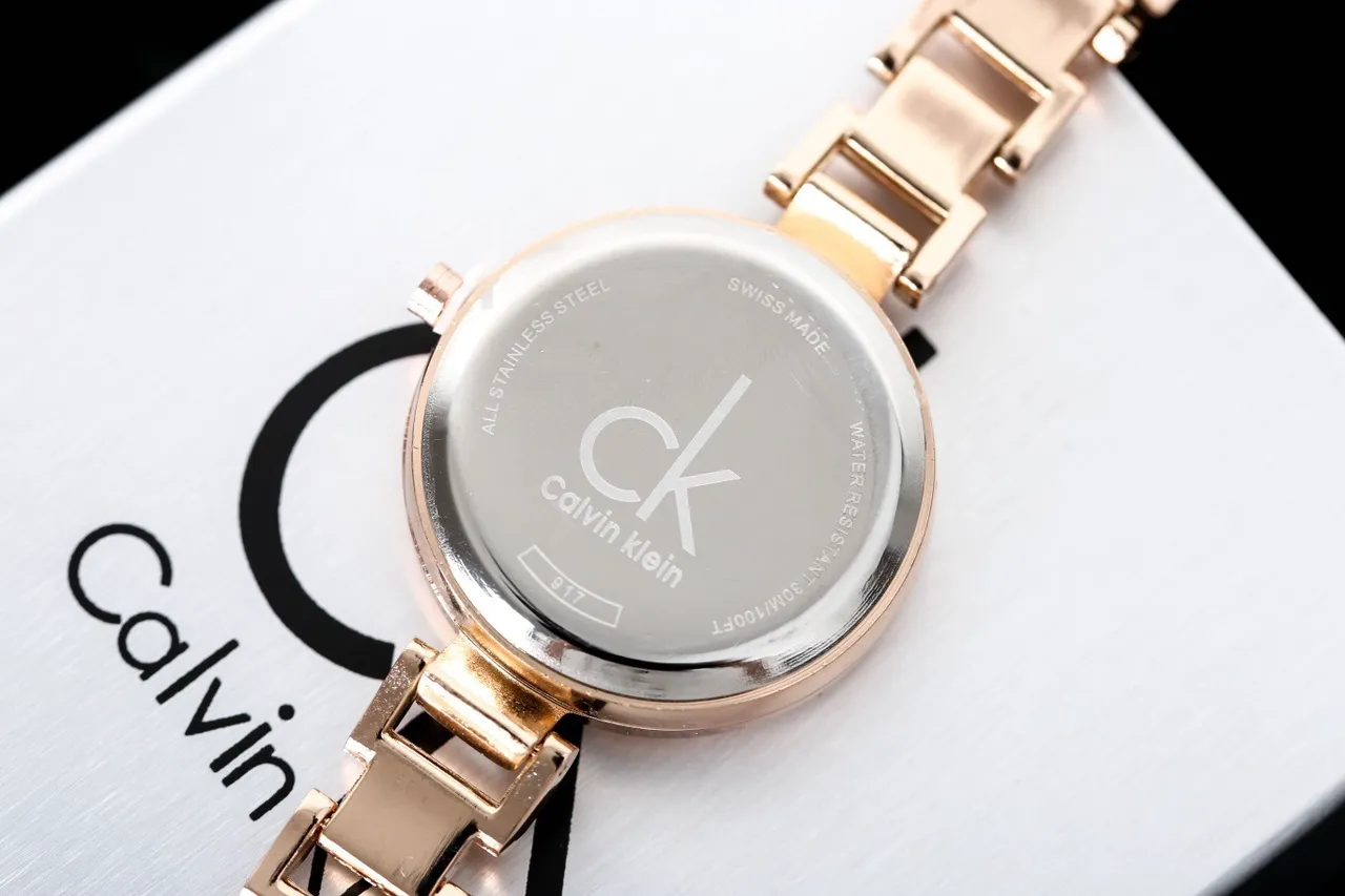 Calvin Klein Ouro Prata Rosa Metal Raio de sol Cadran Quartzo Relógio 7