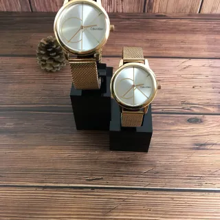 Calvin Klein Minimal Gold Silver Minimalist Dial Case Quartz Watch