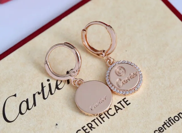 Cartier Boucles d'oreilles de disque circulaire en or et argent avec halo de cristal pavé 3
