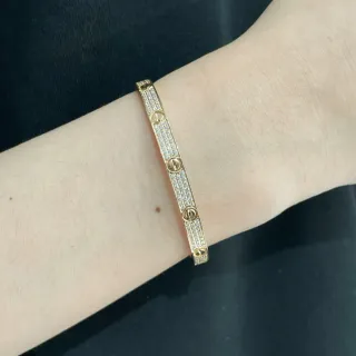 Cartier Gold Silver Pavé-Set Screw-Motif Bracelet