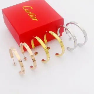 Cartier Juste un Clou Gold Silver Hinged C-Hoop Screw Motif Earrings