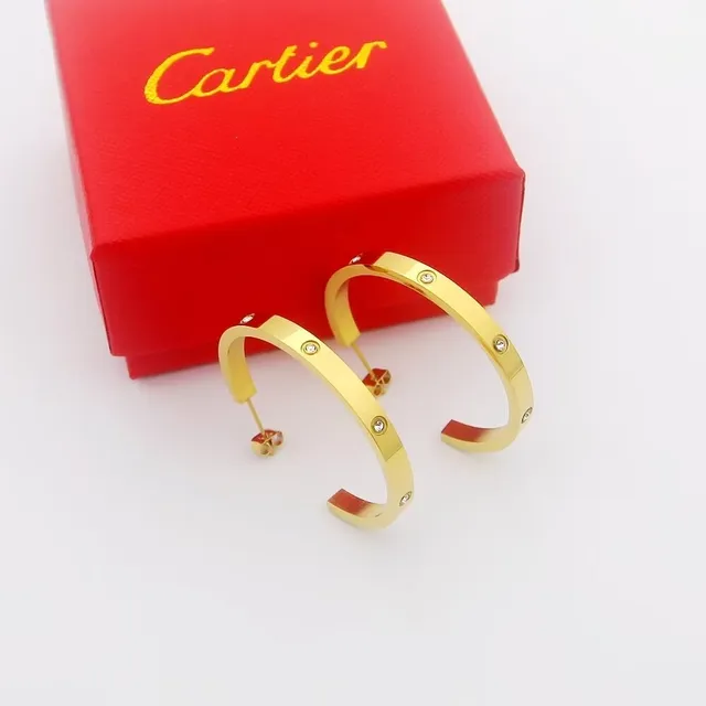 Cartier Juste un Clou Or Argent Boucle C-Hoop Motif Vis Boucles d'oreilles 3