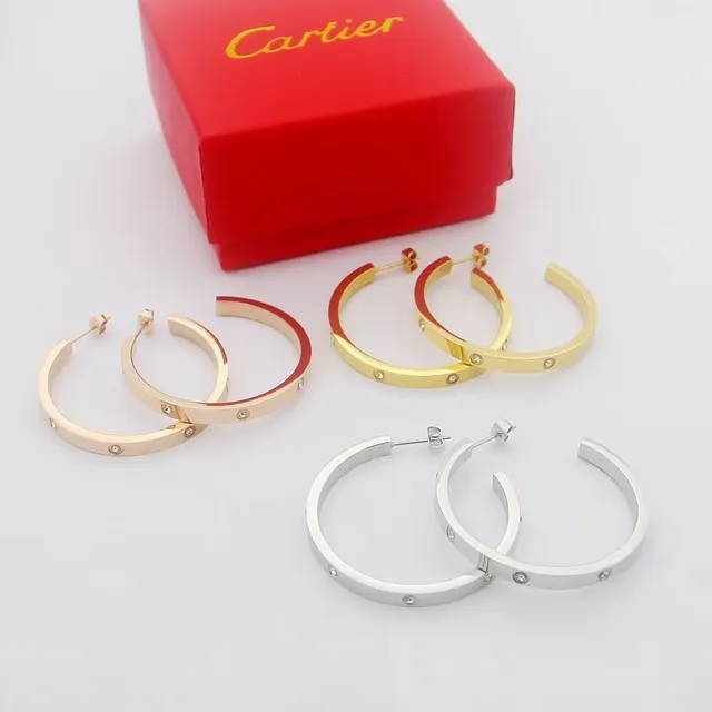 Cartier Juste un Clou Or Argent Boucle C-Hoop Motif Vis Boucles d'oreilles 6