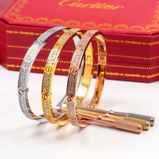 Cartier Juste un Clou Pavé Hinged Bangle Bracelets