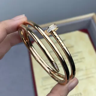 Cartier Juste un Clou Triple Band Pavé Crystal Gold Bracelet