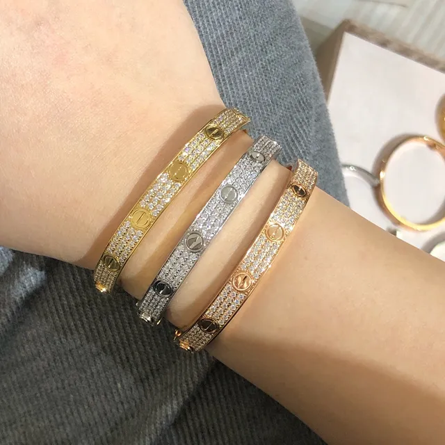 Cartier Love Bracelet pavé complet motif de vis bracelet rigide manchette 2