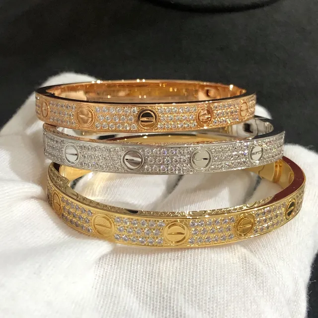 Cartier Love Bracelet pavé complet motif de vis bracelet rigide manchette 4