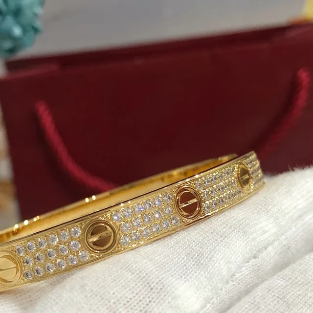 Cartier Love Bracelet pavé complet motif de vis bracelet rigide manchette 5