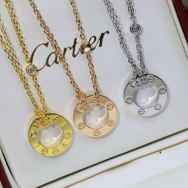 Colar Cartier Love ouro e prata com pendentif circular aberto, motivo de parafuso e detalhes 2