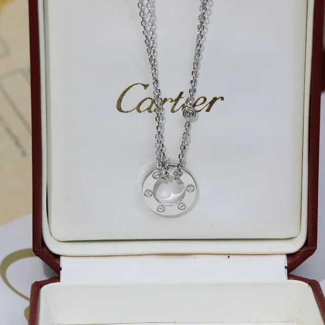 Colar Cartier Love ouro e prata com pendentif circular aberto, motivo de parafuso e detalhes 5