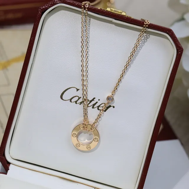 Colar Cartier Love ouro e prata com pendentif circular aberto, motivo de parafuso e detalhes 6