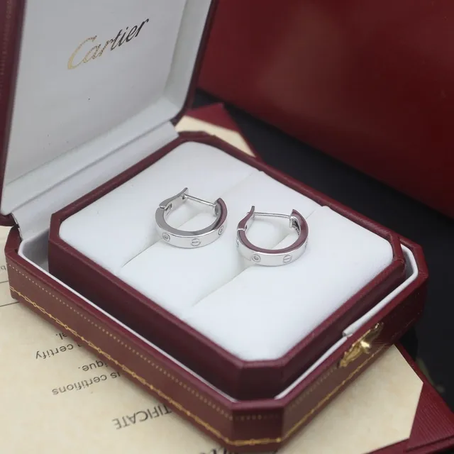 Cartier Love Or Argent Créoles à charnière fixation par vis Boucles d'oreilles 3