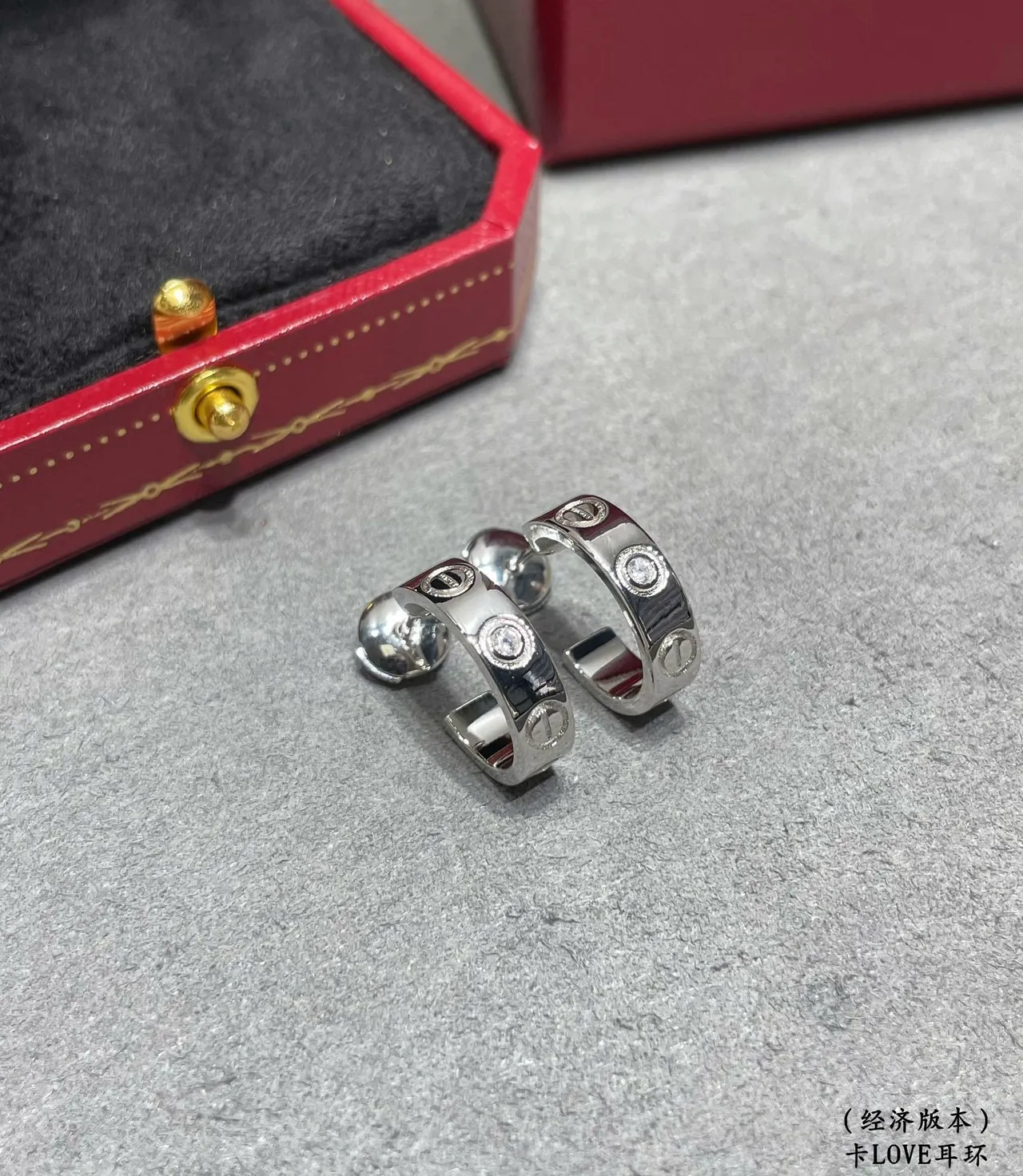 Cartier Love Ouro Prata Bisotadas Aro Parafuso Motivo Brincos 4