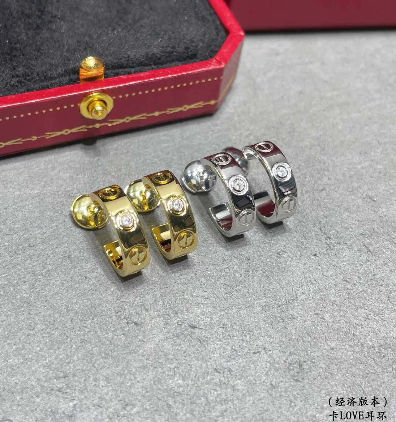 Cartier Love Ouro Prata Bisotadas Aro Parafuso Motivo Brincos 6
