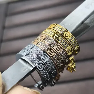 Cartier Love oro/plata Pavé-Set Screw-Motif anillo