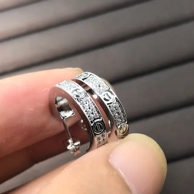 Cartier Love ouro/prata Pavé-Set Screw-Motif anel 2