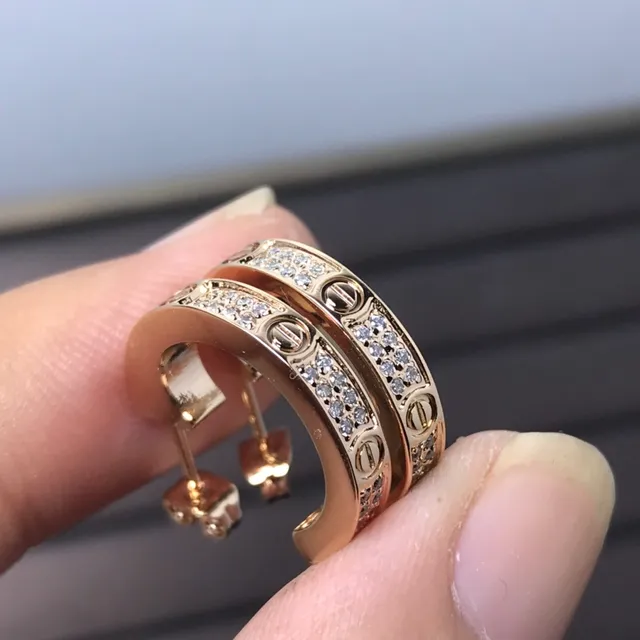 Cartier Love ouro/prata Pavé-Set Screw-Motif anel 3