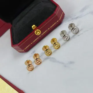 Cartier Love Pendientes de Metal Pulido con Cierre de Tornillo Dorado y Plateado