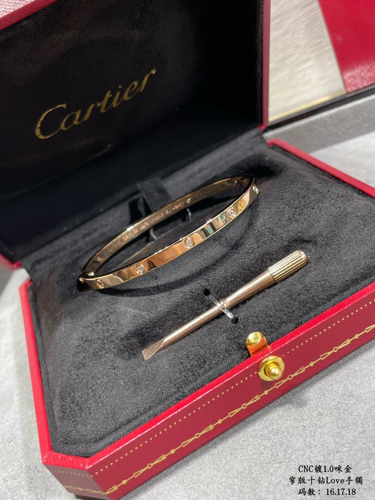 Cartier Love Or Argent Vis Fixe Pierres Rondes Polies Multi-Ton Bracelet 3