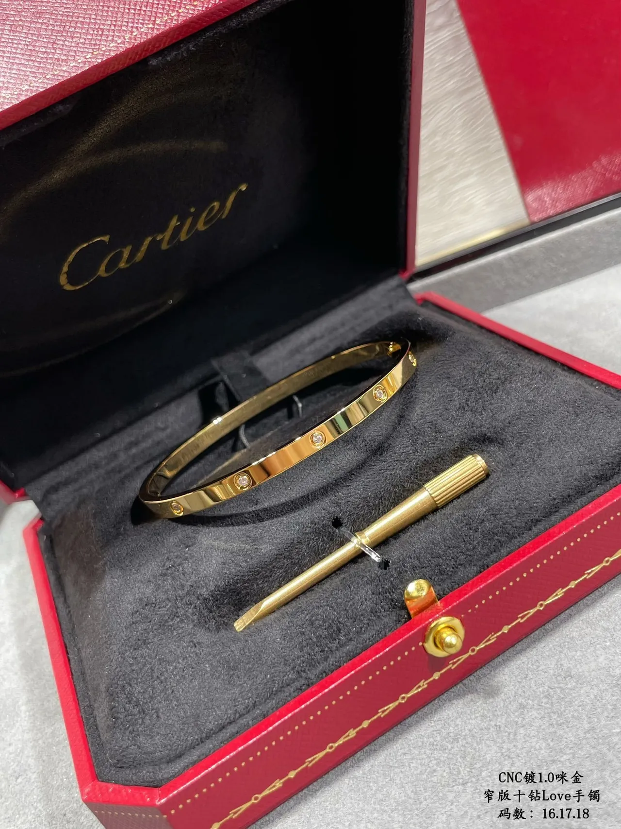 Cartier Love Or Argent Vis Fixe Pierres Rondes Polies Multi-Ton Bracelet 4