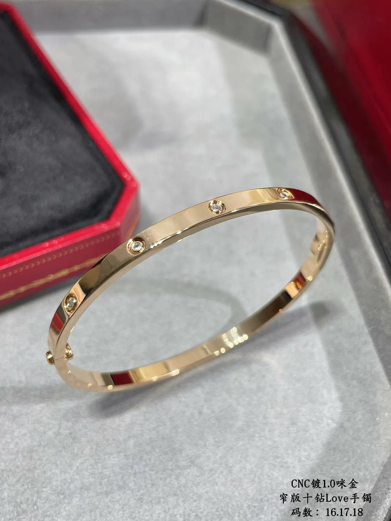 Cartier Love Or Argent Vis Fixe Pierres Rondes Polies Multi-Ton Bracelet 6