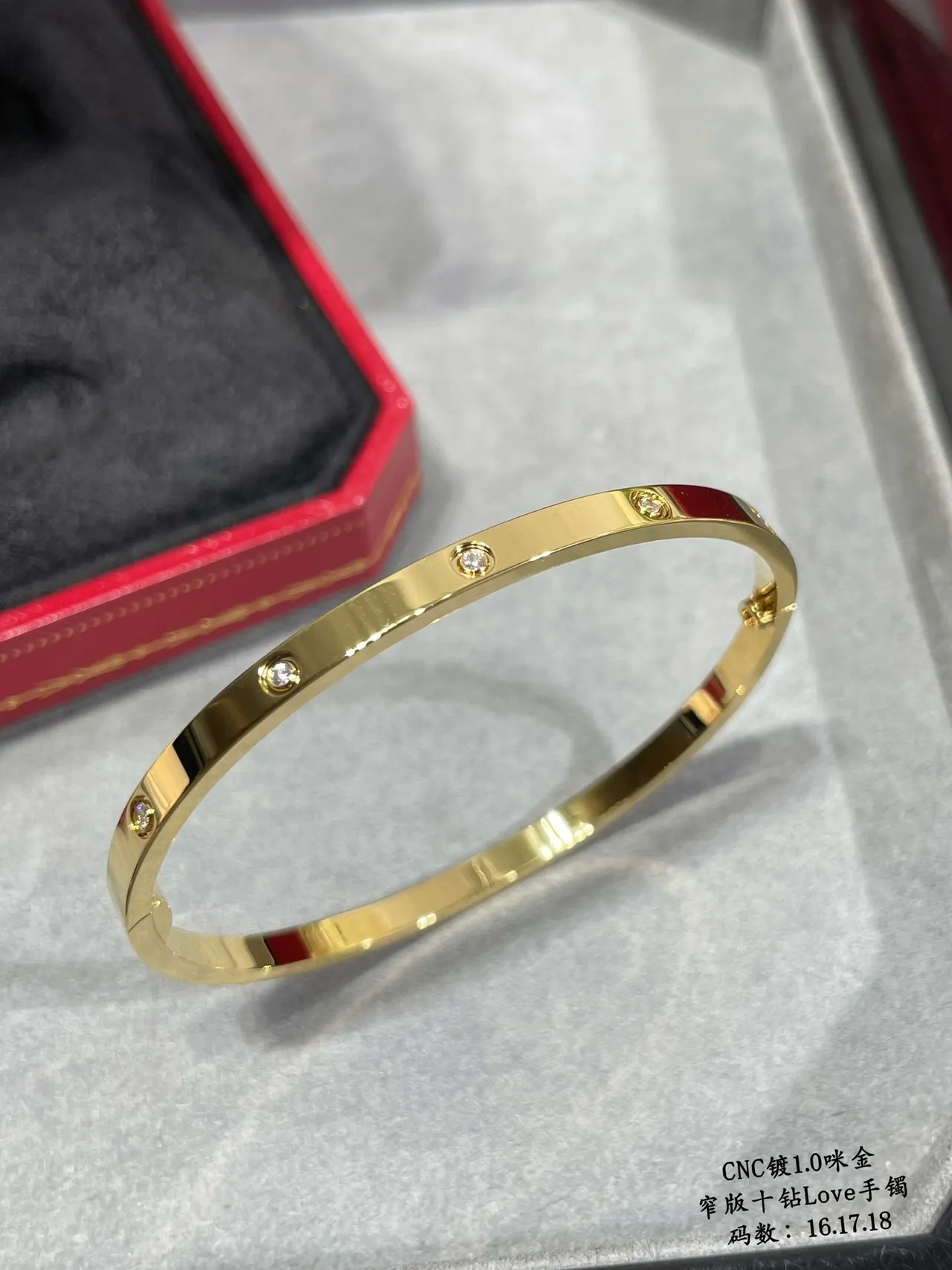 Cartier Love Or Argent Vis Fixe Pierres Rondes Polies Multi-Ton Bracelet 8