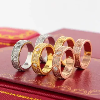 Cartier Love Ring Wide-Band Pavé Screw Motif Ring