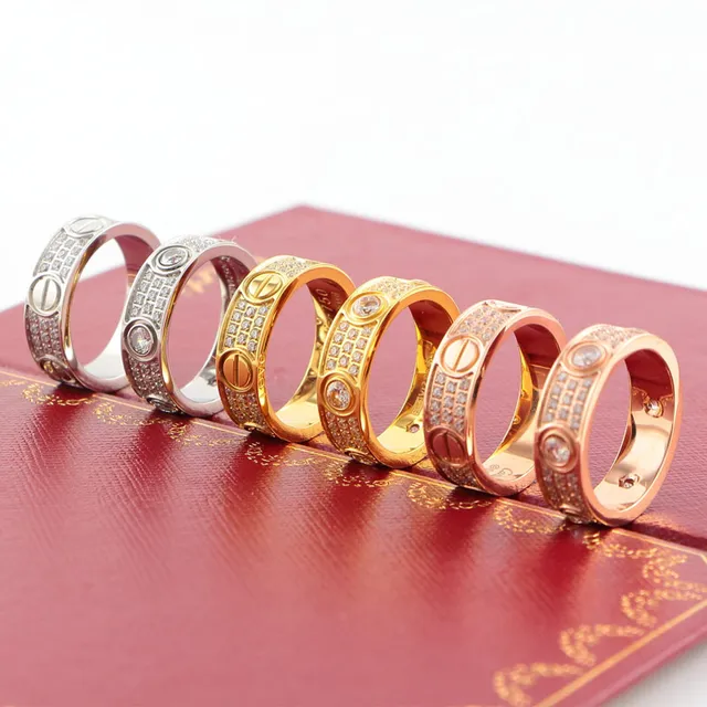 خاتم Cartier Love نطاق عريض Pavé نقش مسمار 2