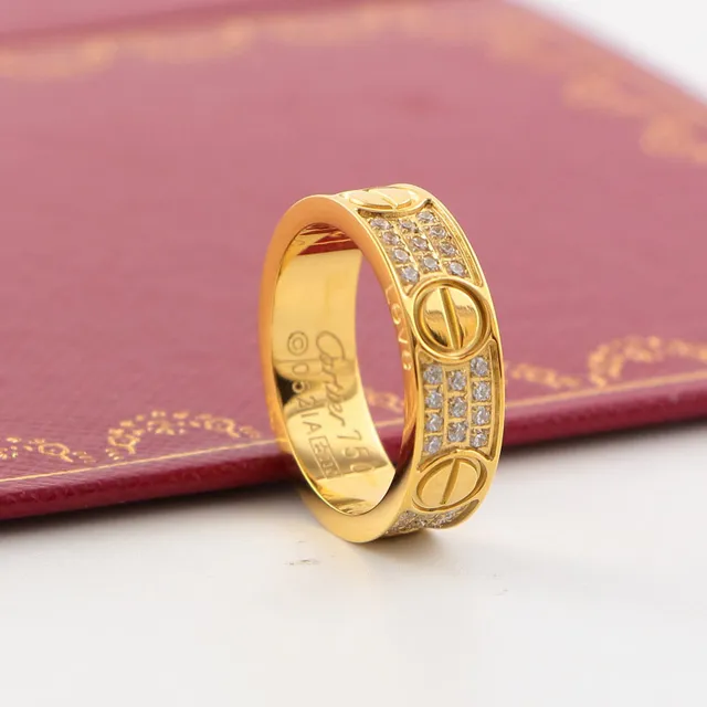 خاتم Cartier Love نطاق عريض Pavé نقش مسمار 4