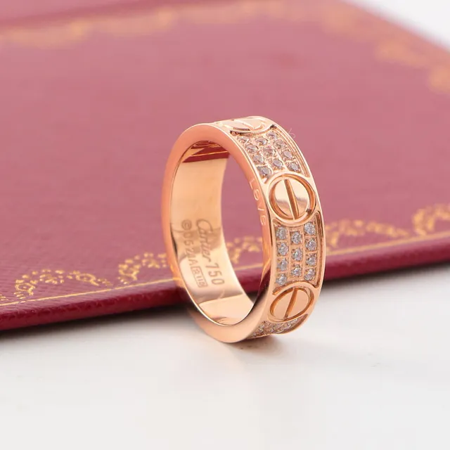خاتم Cartier Love نطاق عريض Pavé نقش مسمار 5
