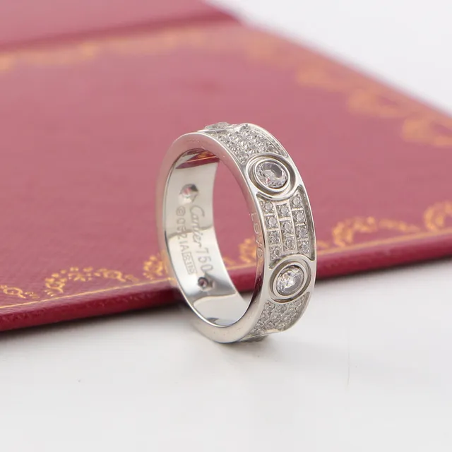 خاتم Cartier Love نطاق عريض Pavé نقش مسمار 6