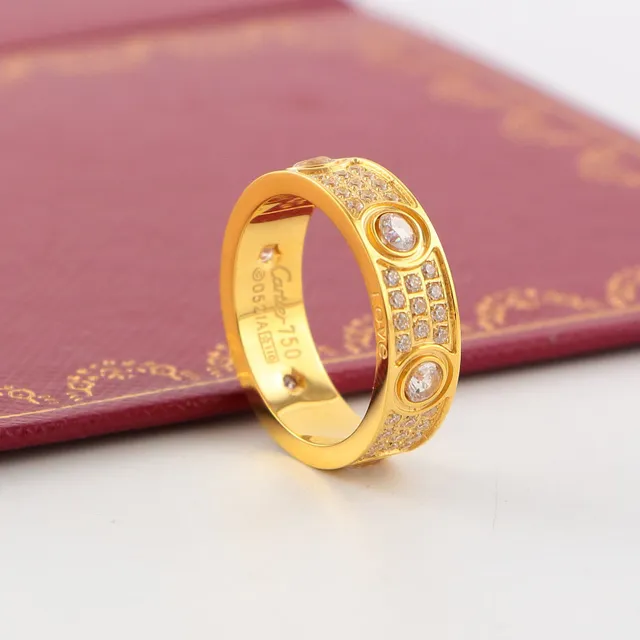 خاتم Cartier Love نطاق عريض Pavé نقش مسمار 7