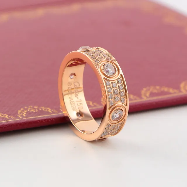 خاتم Cartier Love نطاق عريض Pavé نقش مسمار 8