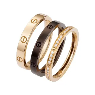 Cartier Love Ring Yellow Gold Black PVD Diamond Stackable Rings