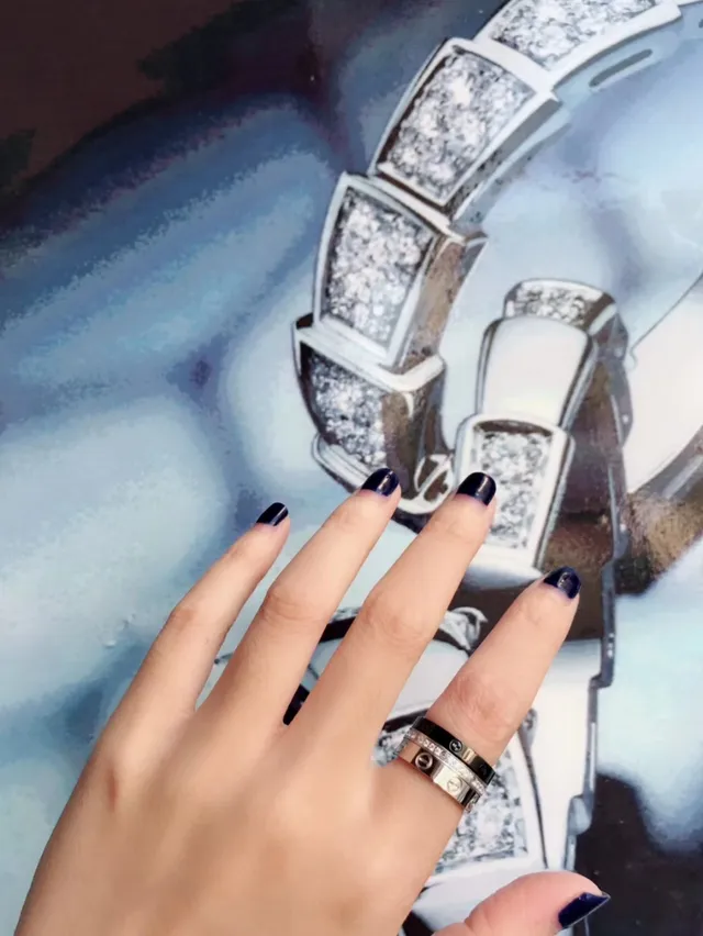 Anneau Cartier Love Or Jaune Noir PVD Diamant Empilable 3
