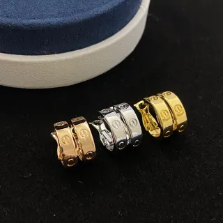 Cartier Love ثلاثة أشرطة نقش المسمار أقراط حلقية
