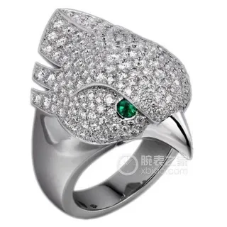 Anel Cartier Panthère cabeça de pantera Pavé diamantes e esmeraldas 9