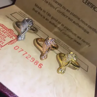 Cartier Panthère Panther Motif Pavé Diamond and Emerald Ring