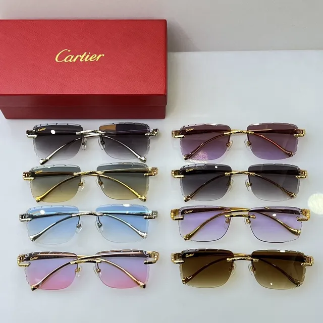Cartier Panthère بدون إطار تدرج بني نظارات شمسية 2