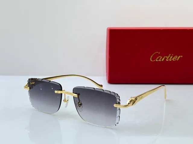 Cartier Panthère بدون إطار تدرج بني نظارات شمسية 3