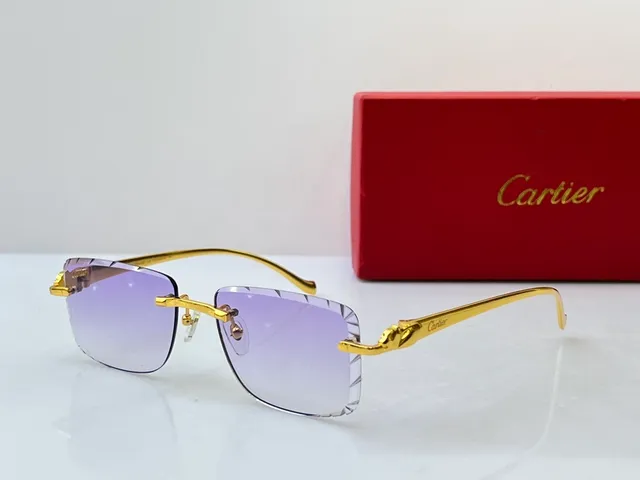 Cartier Panthère بدون إطار تدرج بني نظارات شمسية 4
